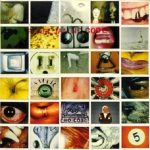 Capa do álbum No Code do Pearl Jam, com uma colagem de polaroides variadas.