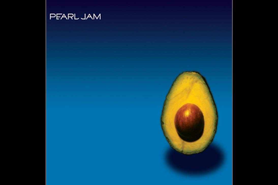 Capa do álbum homônimo Pearl Jam, com um abacate cortado ao meio sobre fundo preto.